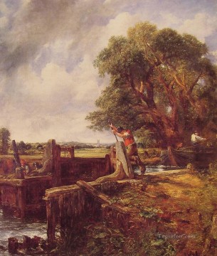 constable watercolour Painting - Boat Passing a Lock Romantic landscape John Constable